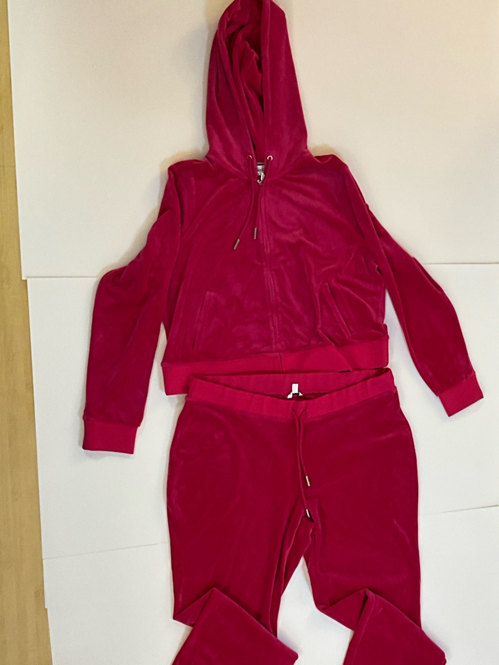 Juicy Couture Pink Velour Tracksuit Set - Rhinestone Gothic Back Logo - Size 1X - Picture 5 of 16